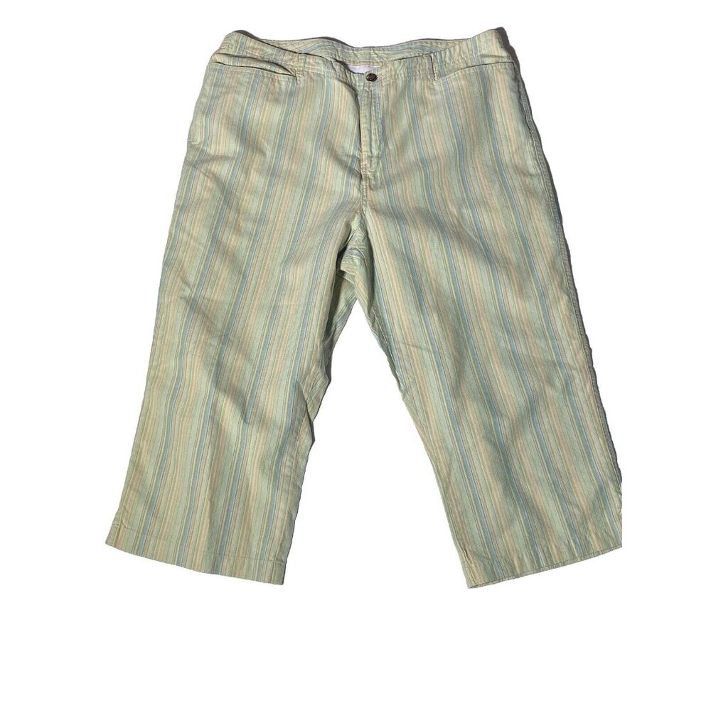 First Issue By Liz Claiborne Striped Size 14 Cropped Cotton Pants